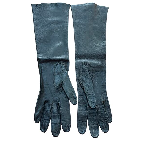 Kislov ladies black leather gloves made in France size 6.5 washable kidskin - Picture 5 of 8